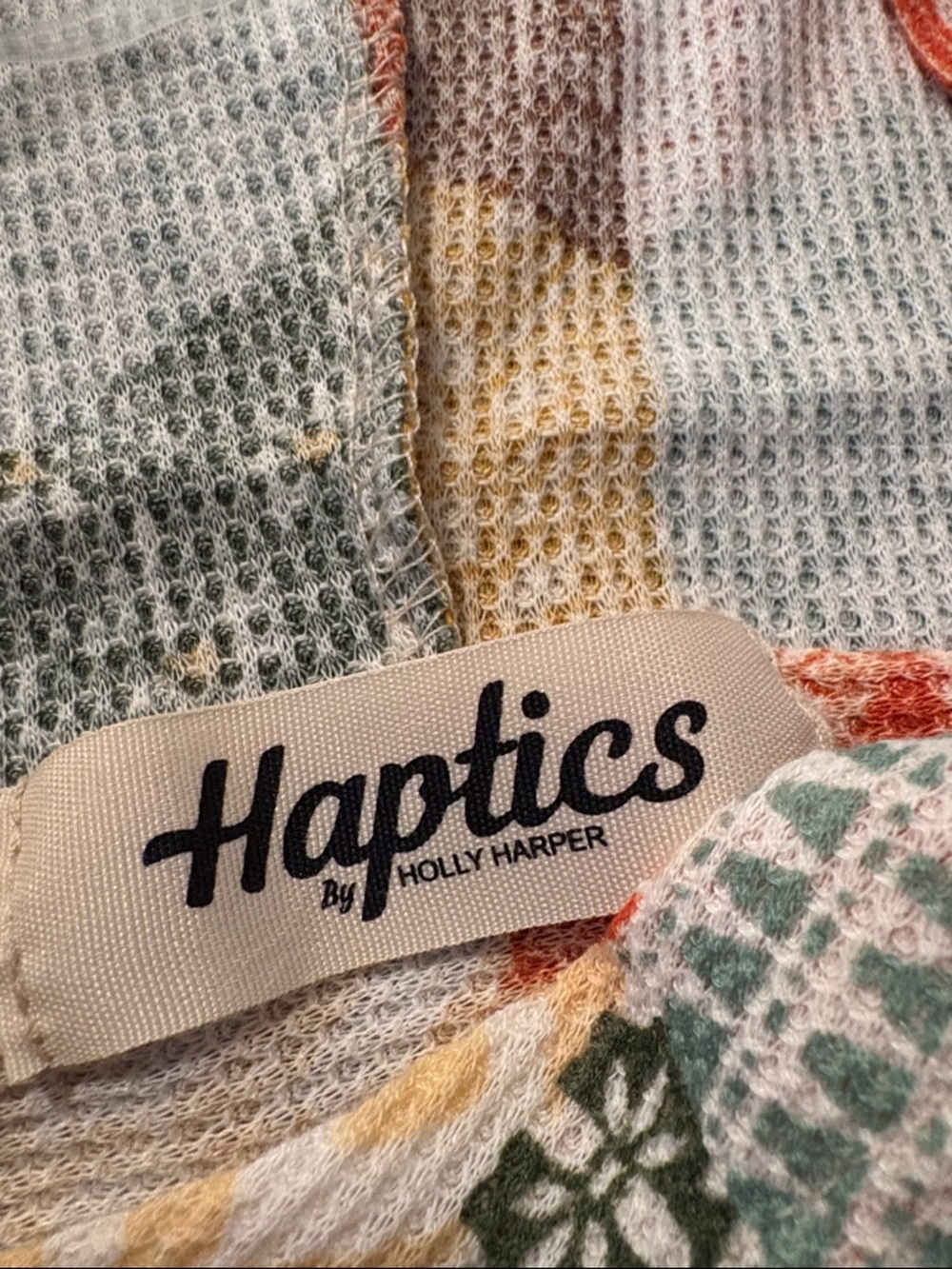 NEW [Haptics] Patchwork Printed High/Low Back Hem Yoke Hooded Top Women's S - Picture 12 of 12